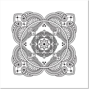 Elegant Lace Henna Tattoo Style Mandala Pattern Posters and Art